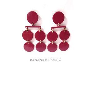 Banana Republic Women's Shiny Enamel Happy Dot Chandelier Earrings BURG NWT 50
